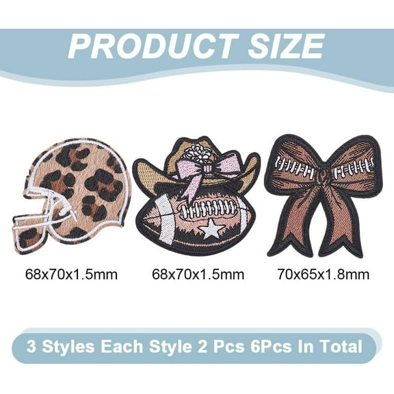 1set 6pcs 3 styles Polyester Embroidery Sew on Appliques Sewing Craft Decoration Mixed Shapes 68~75x58~70x1~1.8mm 2pcs/style