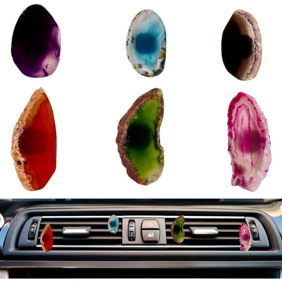 1set 6pcs 6 styles Agate Car Air Vent Clips Cute Automotive Interior Trim with Ferromanganese Iron & Plastic Clip 35~55mm 1pc/style