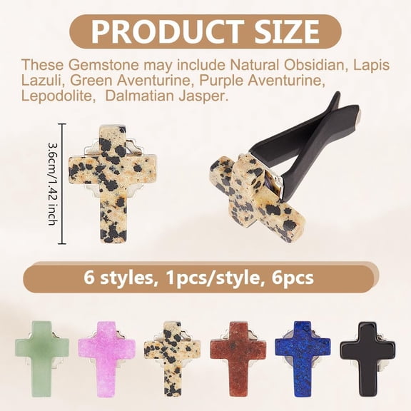 1set 6pcs 6 styles Cross Car Air Vent Clips Cute Automotive Interior Trim with Ferromanganese Iron & Plastic Clip 36mm 1pcs/style