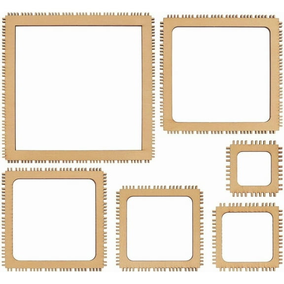 1set 6pcs 6 styles Poplar Wood Knitting Loom Weaving Tools Square 54.5~200x54.5~200x4.5mm 1pc/style