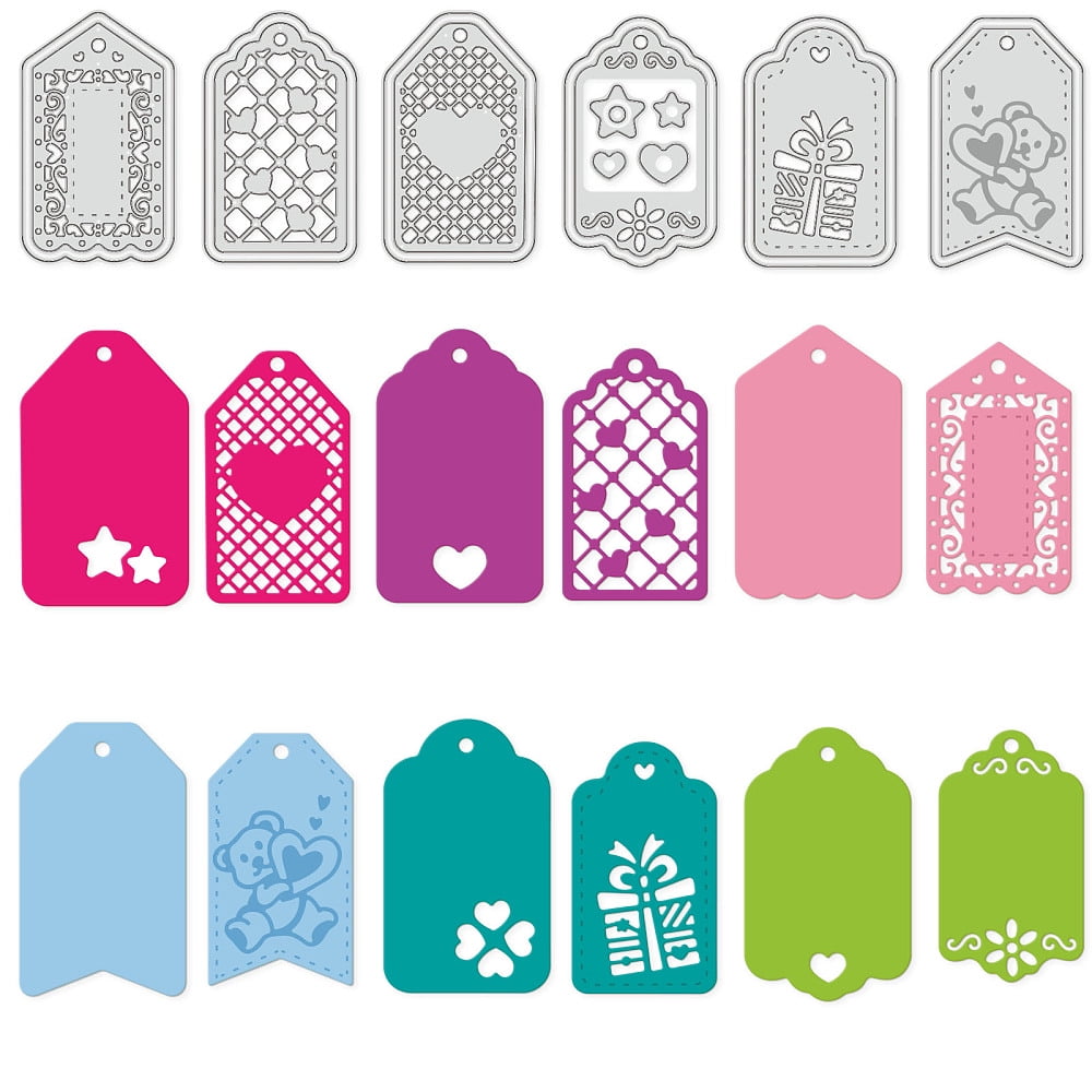 1set 6pcs Grid Note Label Metal Cutting Dies Gift box Bookmark Die Cuts ...