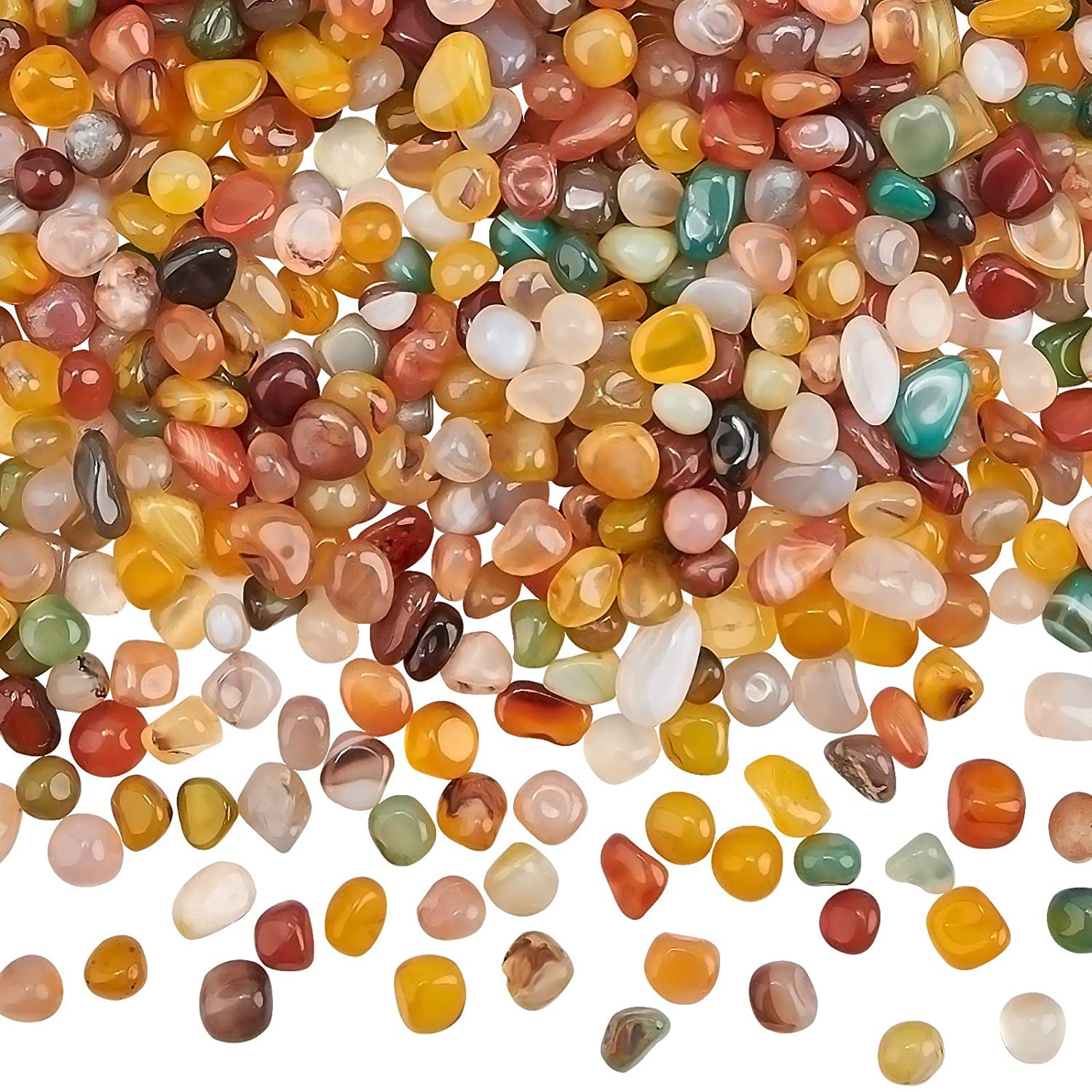 1set 780pcs Tumbled Stone Beads Mixed Agate Stone Undrilled Natural Pebbles Crushed Gemstone for Succulents Bedding Vase Filler Fish Tank Decoration