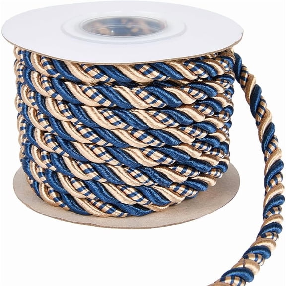 1set 8.5M Twisted Polyester Cord for Curtain Rope Making Marine Blue 8mm about 9.30 Yards(8.5m)/set
