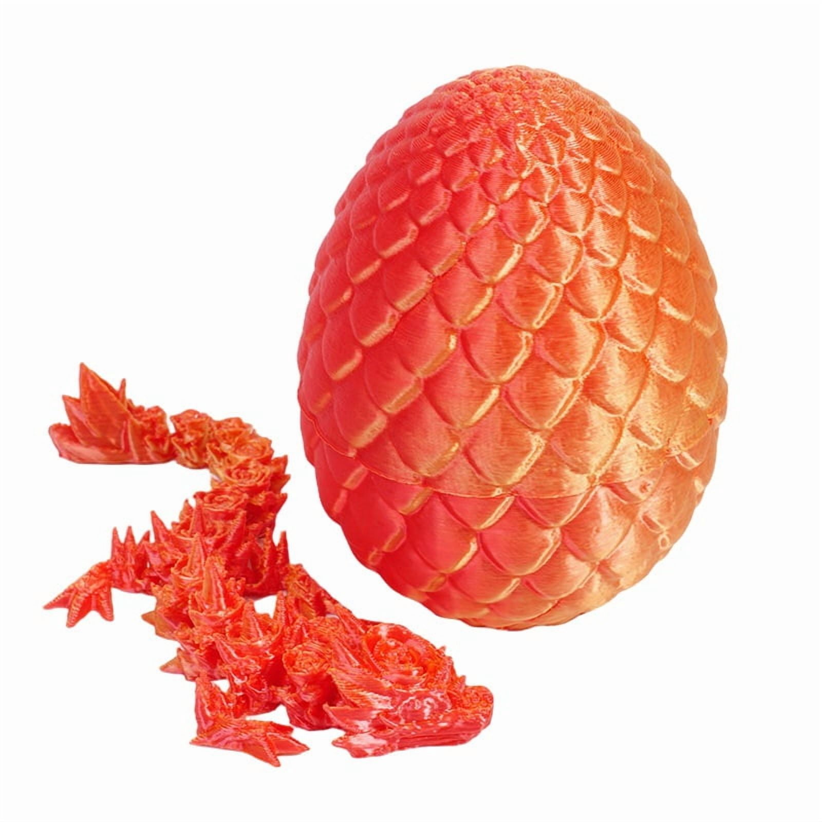1set 8.5cm Dragon Egg+13cm Rose Dragon - Laser Red Gold 3D printed new Rose God Dragon Egg set decorative item, colorful Easter plastic handicraft