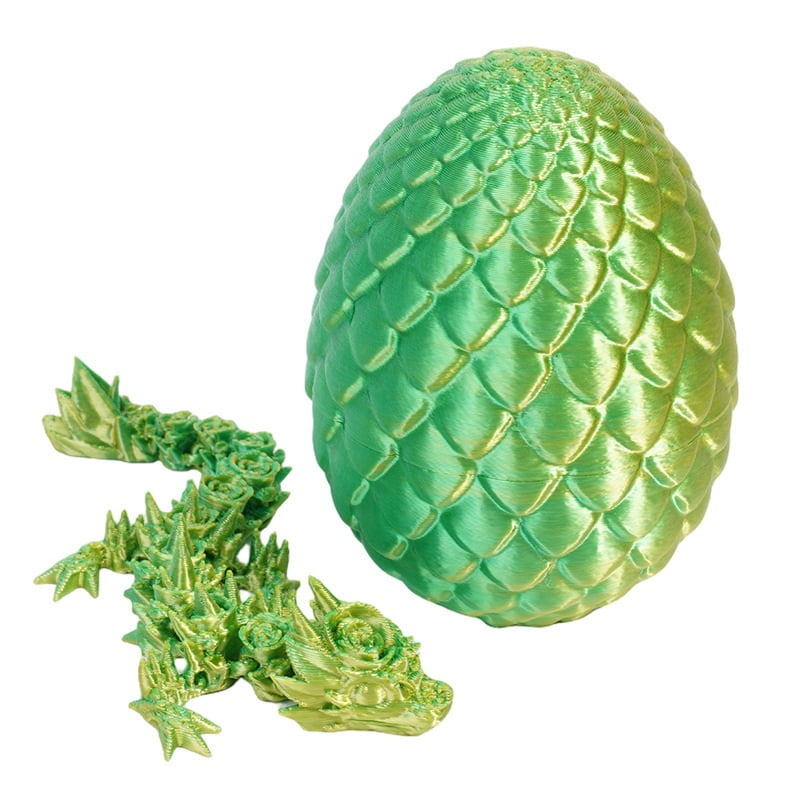 1set 8.5cm Dragon Egg+13cm Rose Dragon - Laser Yellow Green 3D printed new Rose God Dragon Egg set decorative item, colorful Easter plastic handicraft