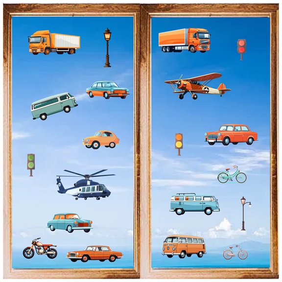 1set 8 Sheets 8 styles PVC Waterproof Wall Stickers Self-Adhesive Decals for Window or Stairway Home Decoration Vehicle 200x145mm 1 sheet/style Plastic