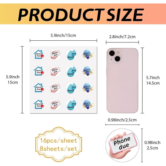 1set 8 Sheets Plastic Waterproof Self-Adhesive Picture Stickers Round Dot Cartoon Decals for 's Art Craft Word 150x150mm Sticker: 25mm