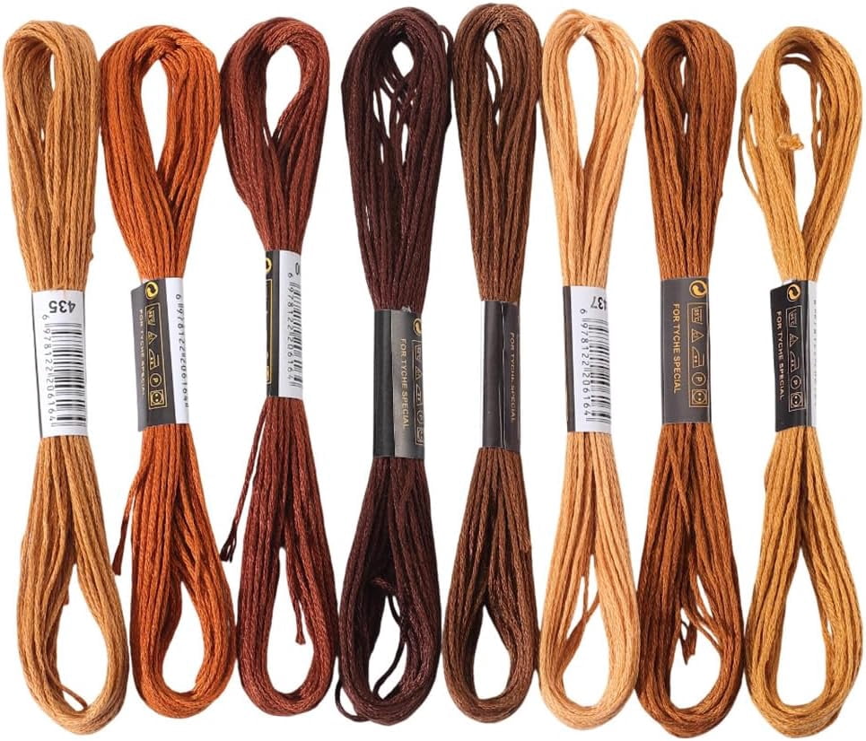 1set 8 Skeins 8 colors 6-Ply Polyester Embroidery Floss Cross Stitch ...