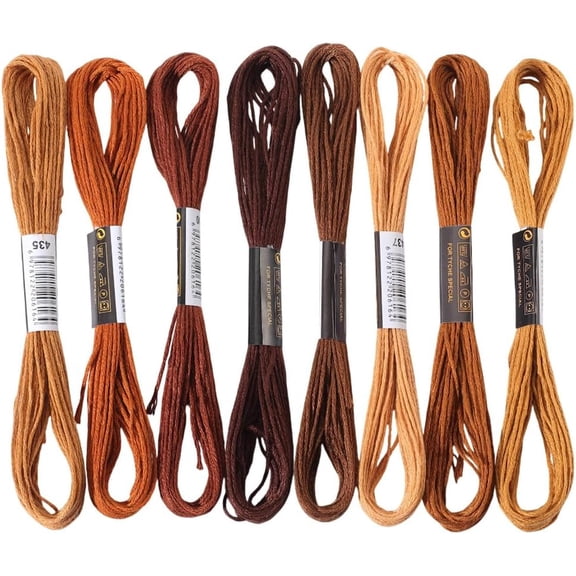 1set 8 Skeins 8 colors 6-Ply Polyester Embroidery Floss Cross Stitch Threads Tassel Embroidery Gradient color Peru 2mm about 8.20 Yards(7.5m)/Skein