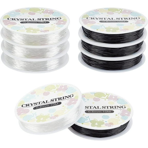 1set 8 rolls 2 colors Elastic Thread Stretchy String Bead Cord for Beaded Jewelry Making Mixed color 0.8mm about 10.93 yards(10m)/roll 4rolls/color