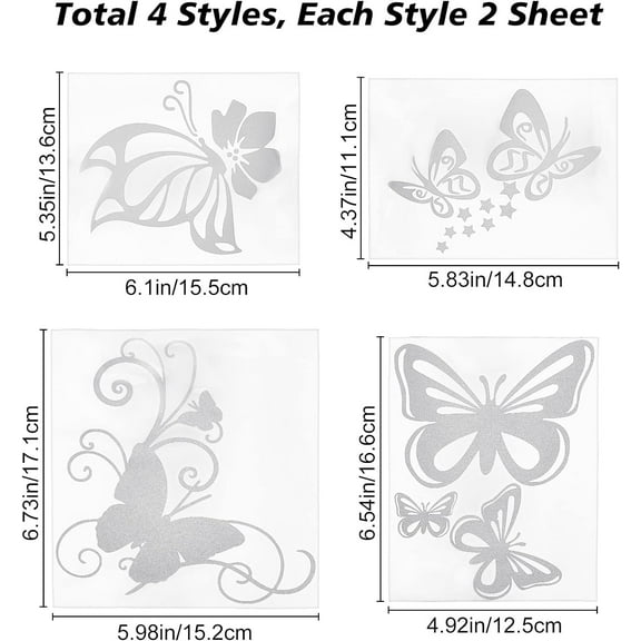 1set 8 sets Butterfly Car Sticker Decals Women Viny Car Stickers funny Car Decoration White Reflective Car Stickers Graphics Suitable for Cars Trucks Motorcycles Laptop Computer Mirror
