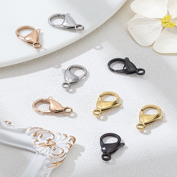 1set 8pcs 4 colors Ion Plating(IP) 304 Stainless Steel Lobster Claw Clasps Parrot Trigger Clasps Mixed color 19~19.5x11.5x5mm Hole: 2.5mm