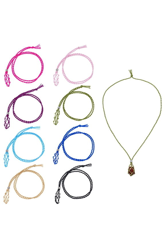 1set 8pcs 8 colors Nylon Thread Macrame Pouch Necklace Making Mixed color 16.93 inch(43cm) 1pc/color