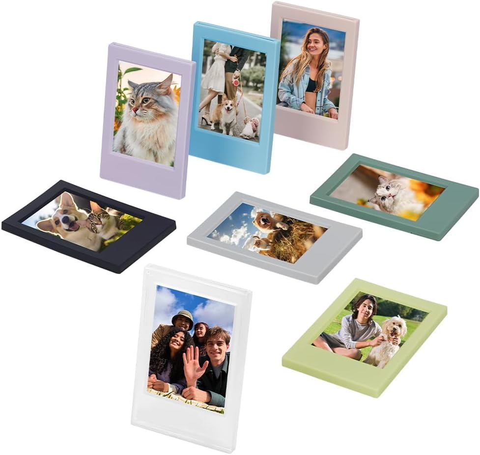 1set 8pcs 8 colors Plastic Photo Frame Stand Home Desktop Decorations ...