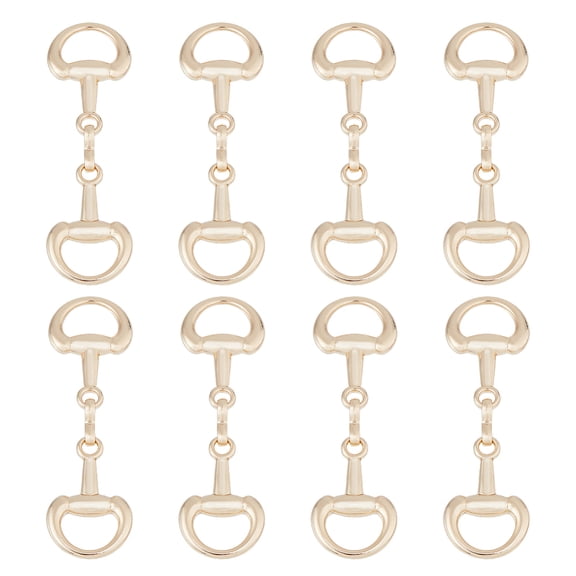 1set 8pcs Alloy D Ring Snaffle Bit Buckles for DIY Snaffle Bit Horse Jewelry Loafer Shoes Decoration Light golden 72x21x6mm