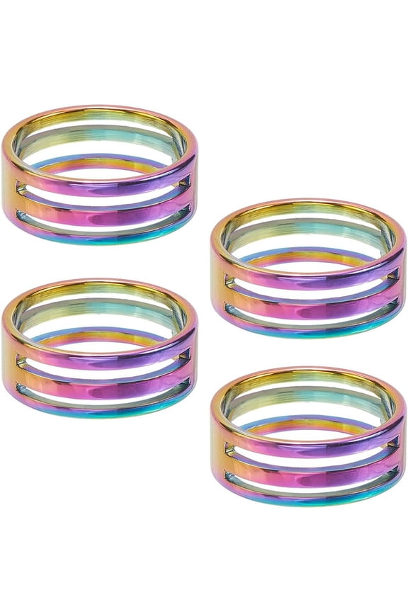 1set 8pcs Stainless Steel Wide Finger Rings Rainbow color 8mm Inner Diameter: 19mm