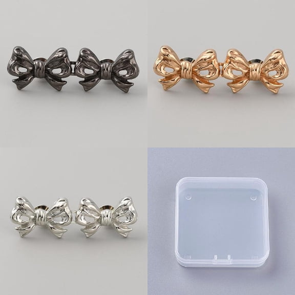 1set 9 sets 3 colors Bowknot Alloy Adjustable Jean Button Pins Waist Tightener Sewing Fasteners for Garment Accessories Mixed color 20x60x8mm 3 sets/color