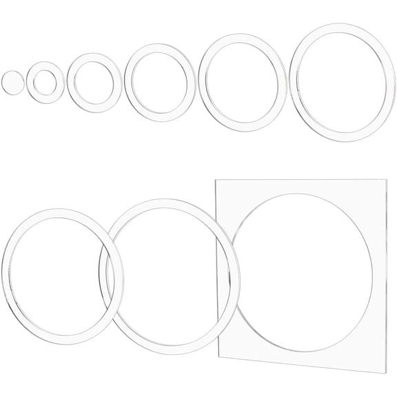1set 9pcs Transparent Acrylic Templates for Craft Supplies Clear Ring 39~255x5mm