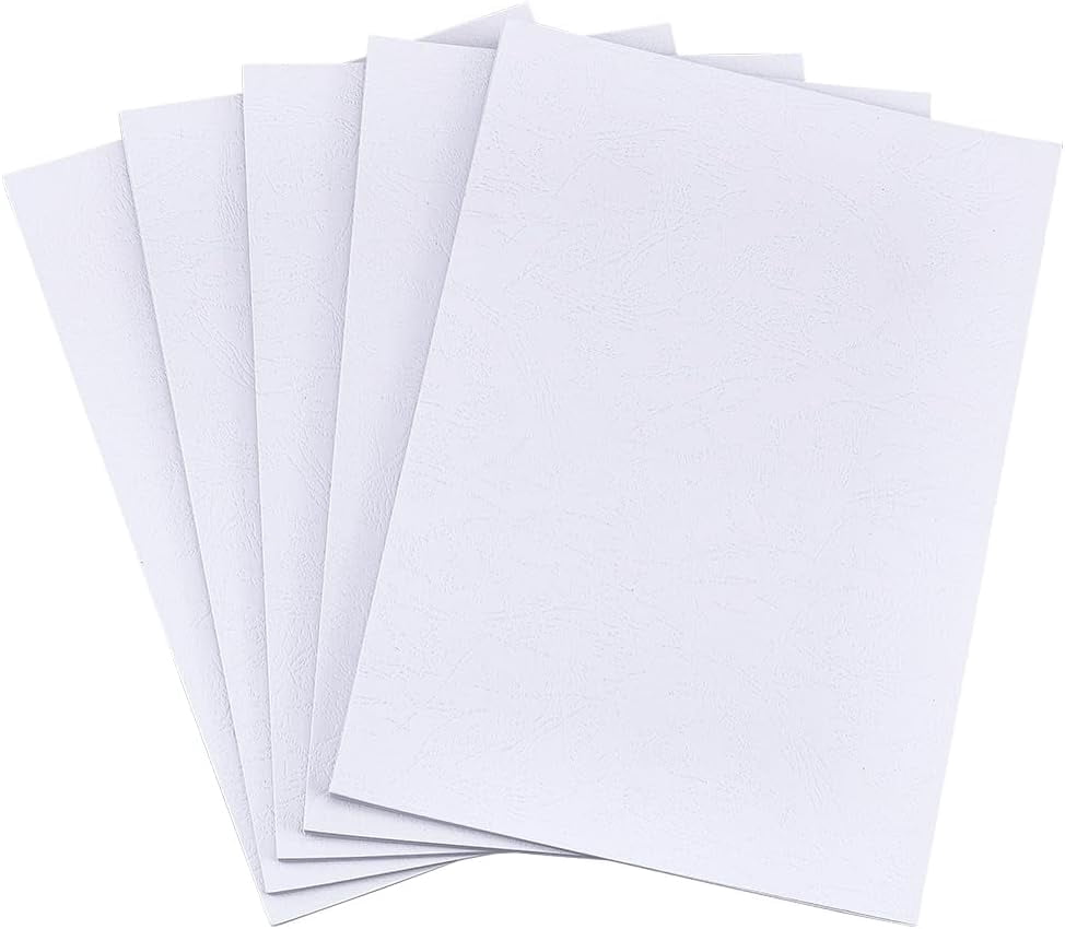 1set A4 Imitation Leather Paper Binding Cover Paper Rectangle White 297x210x0.3mm