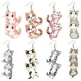 thumbnail image 1 of 1set Acrylic Dangle Earrings Mixed Color Cat Shape 49.5~50x29.5~50mm, 1 of 7