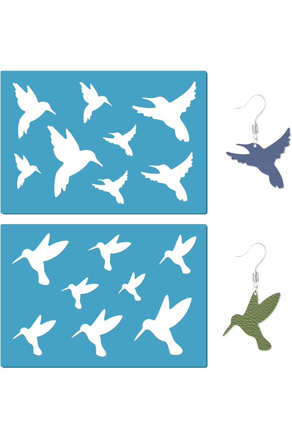 1set Acrylic Earring Handwork Template Card Leather Cutting Stencils Deep Sky Blue Bird 130x90x2mm 2pcs/set for DIY