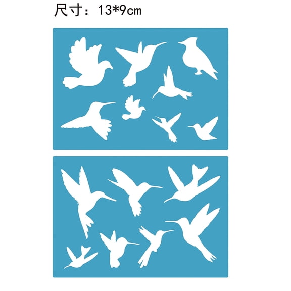 1set Acrylic Earring Handwork Template Card Leather Cutting Stencils Deep Sky Blue Hummingbird 130x90x2mm 2pcs/set