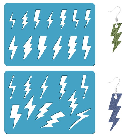 1set Acrylic Earring Handwork Template Card Leather Cutting Stencils Deep Sky Blue Lightning Pattern 130x90x2mm 2pcs/set