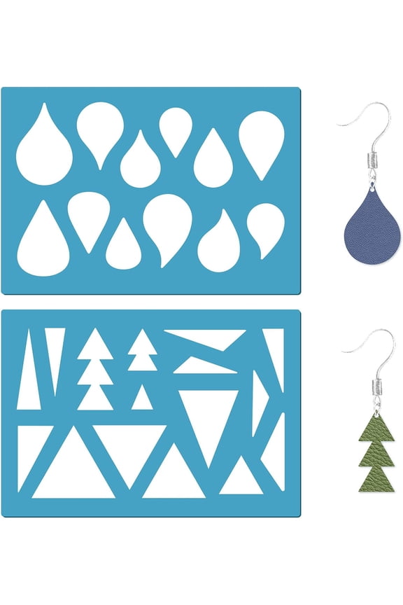 1set Acrylic Earring Handwork Template Card Leather Cutting Stencils Deep Sky Blue Teardrop 130x90x2mm 2pcs/set Creation