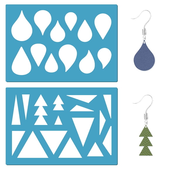 1set Acrylic Earring Handwork Template Card Leather Cutting Stencils Deep Sky Blue Teardrop 130x90x2mm 2pcs/set