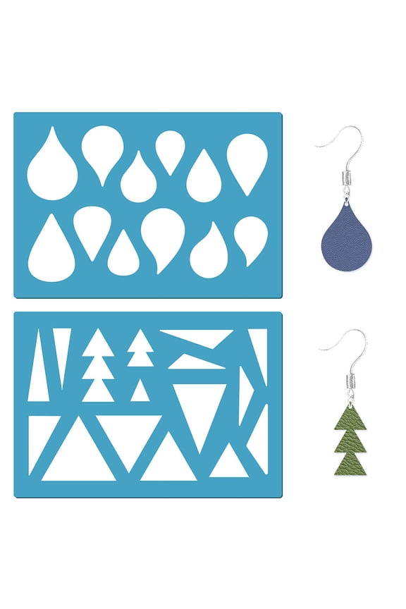 1set Acrylic Earring Handwork Template Card Leather Cutting Stencils Deep Sky Blue Teardrop 130x90x2mm 2pcs/set