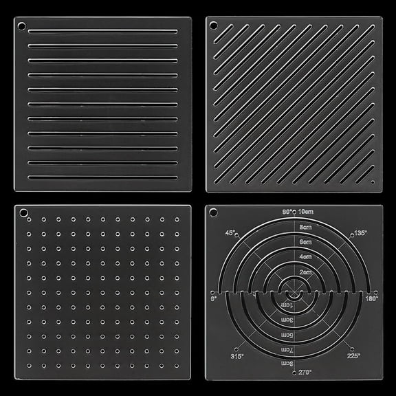 1set Acrylic Embroidery Tool Drawing Line Template Round 119.5x119.5x2.5~3mm 4pcs/set