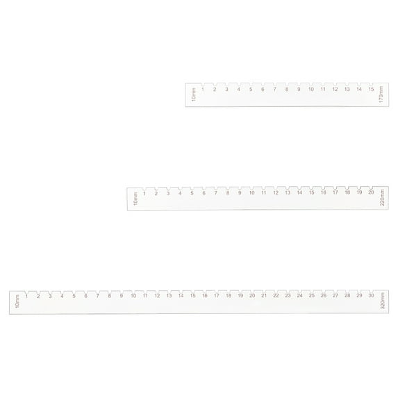 1set Acrylic Rulers Measuring Tool for Hole Punchings Clear 17~32x2x0.3cm 3pcs/set