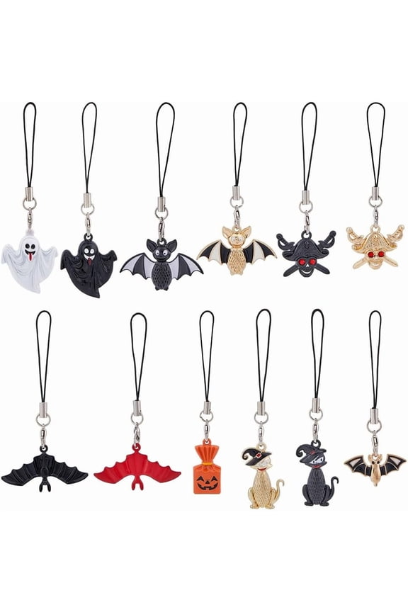 1set Acrylic Star Charms Mobile Strap Cord Mobile Accessories Decoration Mixed Color 10.8cm 9pcs/set for DIY Nylon