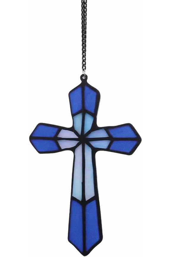 1set Acrylic Wall 4 x 6 Inch Blue Baptism Faithful Grace Crucifix Crosses Shaped Home Window Hanging Pendant Decorations for Living Room Nursery Indoor Outdoor Christmas Blue DIY
