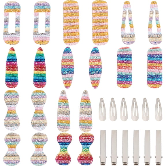 1set Alligator Hair Clip Making Kits Including Non Woven Fabric Costume Accessories and Iron Flat Alligator Hair Clip Findings Mixed color 40pcs/set