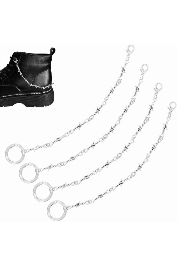 1set Alloy Boot Strap Chains with Alloy Spring Gate Rings Antique Silver & 260mm 4pcs/set