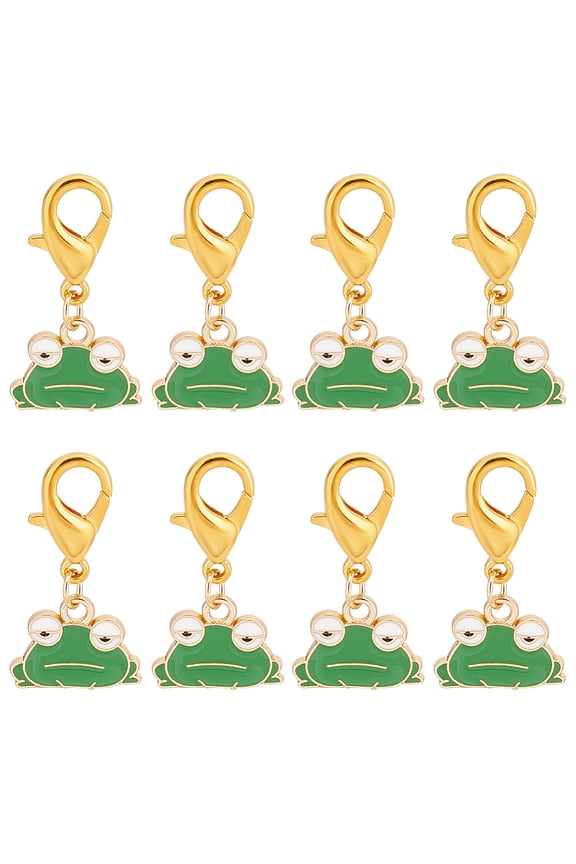 1set Alloy Enamel Frog Pendant Locking Stitch Markers Zinc Alloy Lobster Claw Clasp Stitch Marker Golden 2.8cm 12pcs/set