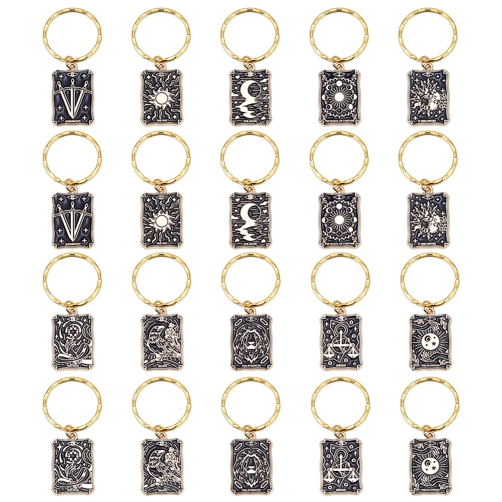1set Alloy Enamel Keychains with Iron Rings Rectangle with Pattern ...