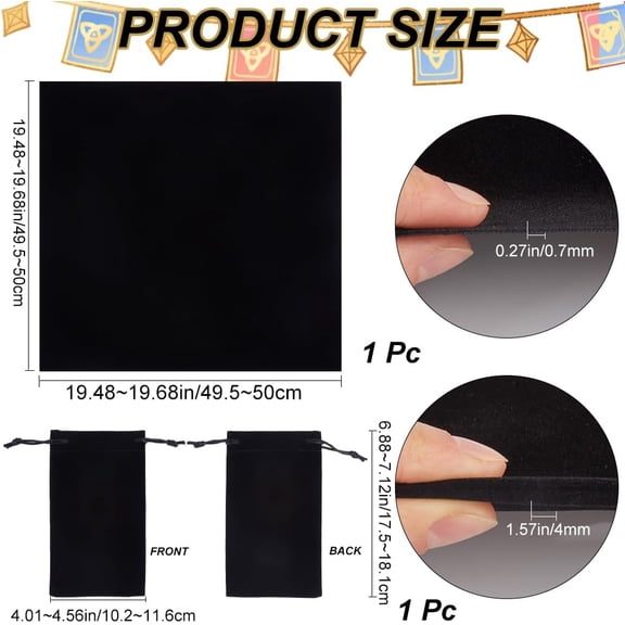 1set Altar Cloth Tarot Table Cloth Gothic Cards bag Square Table Cover Divination Velvet with Tarot Drawstring Pouch set Tarot Card Lover Gift for Women Christmas Birthday 19.47x19.47inch