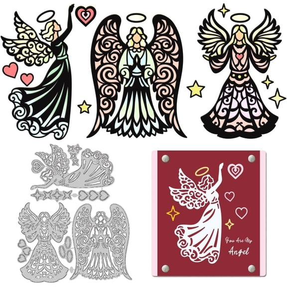 1set Angel Theme Carbon Steel Cutting Dies Stencils for Scrapbooking Photo Album Decorative Embossing Paper Card 80~156x109~115x0.8mm 2pcs/set