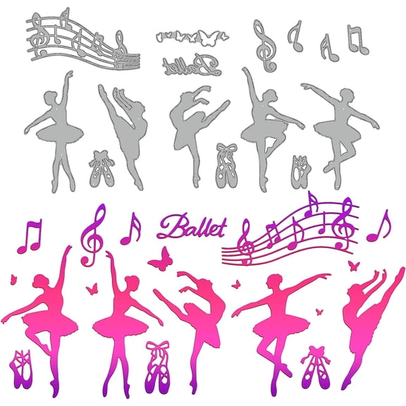 1set Ballet Dance in Musical Notes Cutting Dies Dancer Musical Notes Beautiful Ballet People Ballet Shoes Template for Card Scrapbooking and DIY Craft Album Paper Card Decor