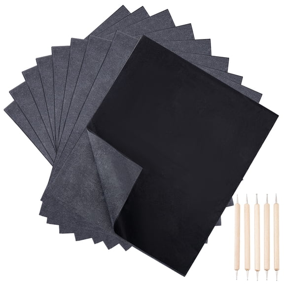1set Black Graphite Transfer Tracing Paper with Wood Dual End Nail Art Dotting Pen set Mixed color 516x915x0.1mm