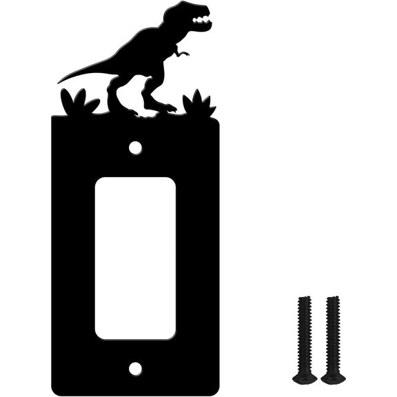 1set Black Single Gang Light Switch Plate 2.7 6.4" Iron Light Switch Cover Plate Single Rocker Switch Plate Single Switch Wall Plate for Light Switches Smart Switch- Dinosaur