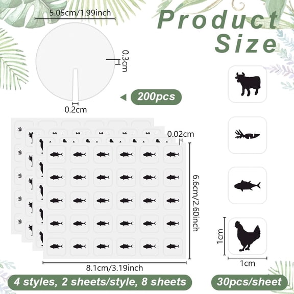 1set Blank Paper Wine Glass Tags Drink Blank Markers for Party Favor with 4 styles Paper Self Adhesive Cartoon Stickers Flat Round 5.05x0.03cm 200pcs