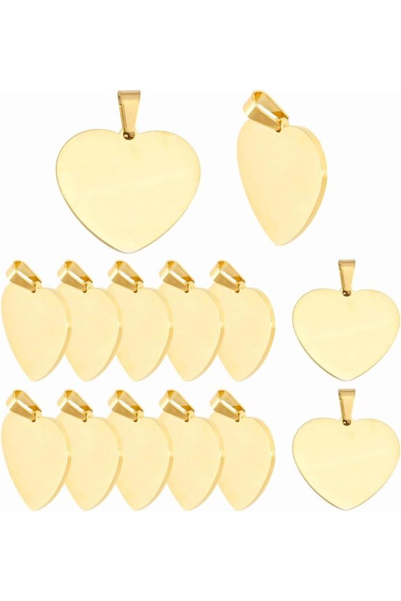 1set Blanks Metal Charms Stainless Steel Engraving Blanks 1" Circle Blank Pendant Stamping Tags With Hole for Necklace Pet Collar ID Name Tags Jewelry Making Gold