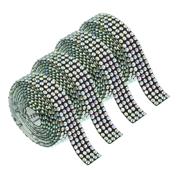 1set Bling Car Decals Door Edge Guards Entry Guard Rhinestone Strip Trunk Rear Bumper Stickers DIY 90x1.3cm Multicolor