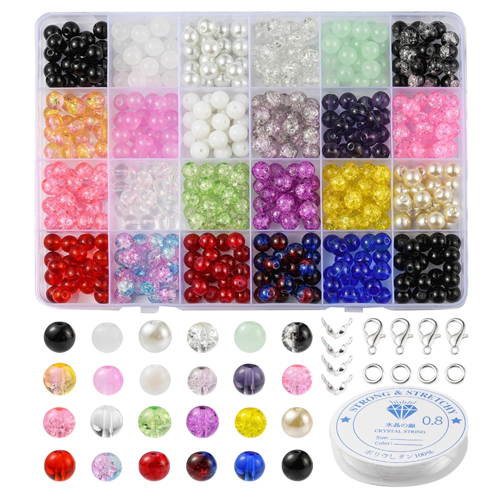1set Bracelet Necklace Making Kit Including Glass Beads Alloy Clasps Brass Jump Rings Mixed color 600pcs/set