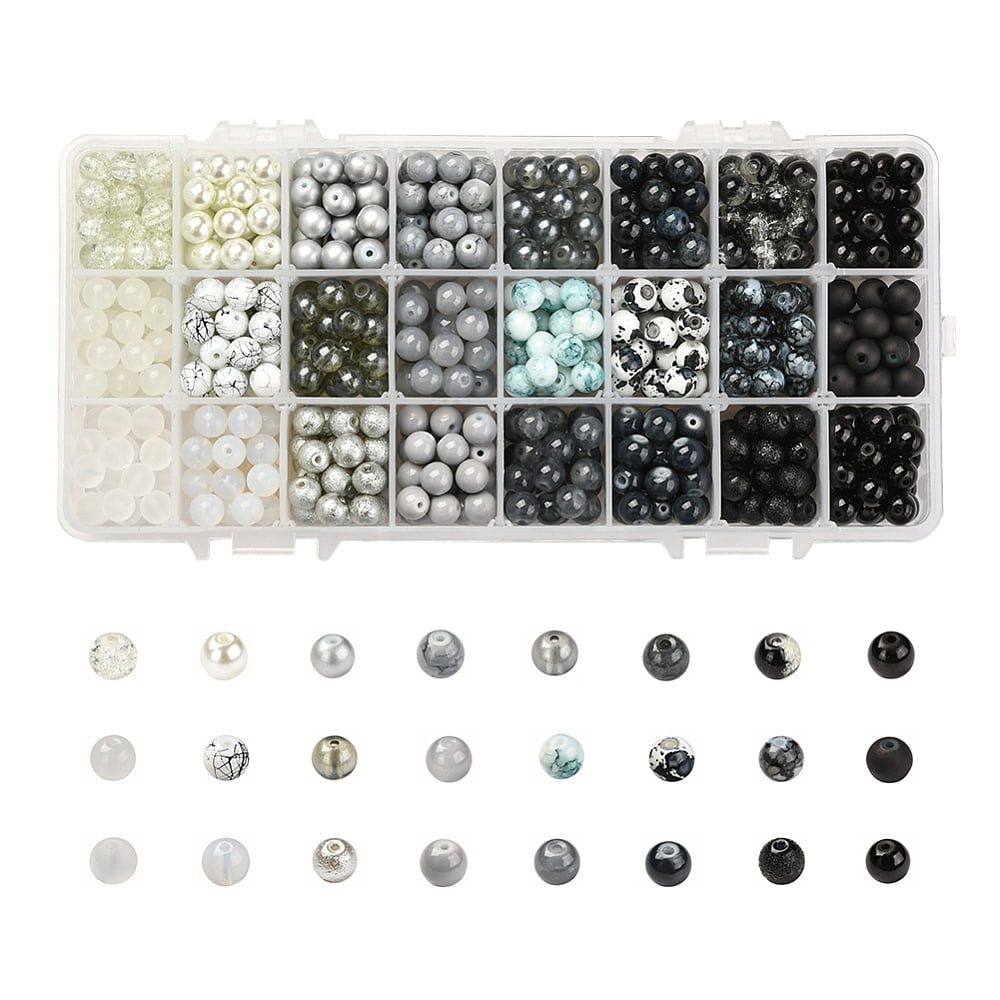 1set Bracelets & Earring Making Kits Including Gradient color Glass Beads Brass Earring Hooks Iron Pins Elastic Threads and Stainless Steel Beads: 8~8.5mm Hole: 1.3~1.6mm 648~720pcs/box 1box/set