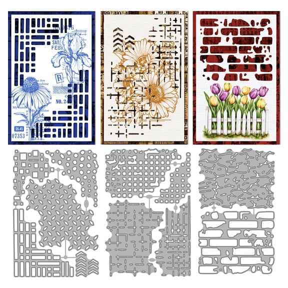 1set Brick Irregular Net Metal Cutting Dies Wall Background Die Cuts Vintage Decorative Embossing for DIY Paper Crafting Scrapbook Album Cards Decoration Carbon Steel