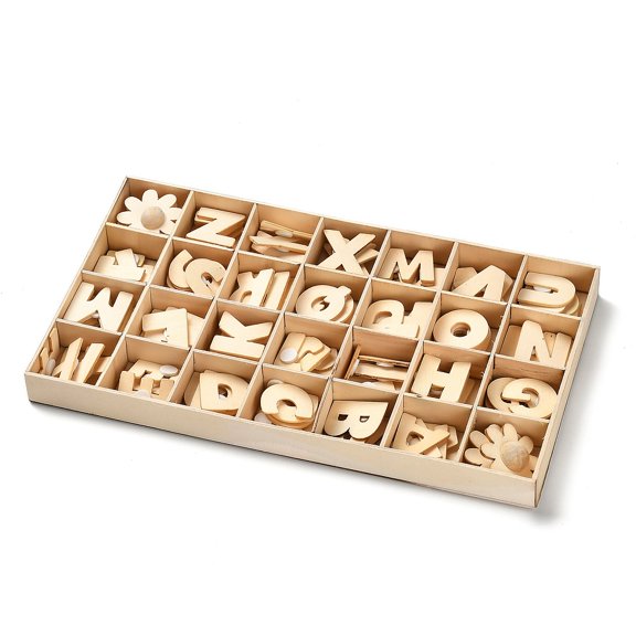 1set Building Blocks Creative English Letters Wooden Learning Letter A~Z Moccasin 23.5~32.5x9~32.5x3mm